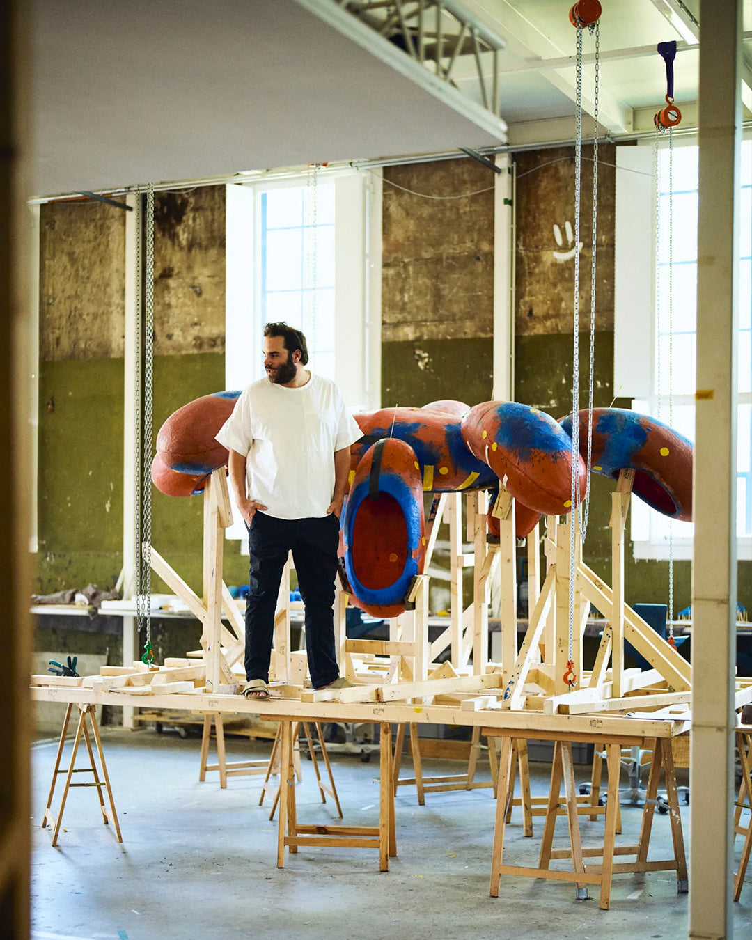 Frederik Molenschot in his Studio Molen building ginger lighting